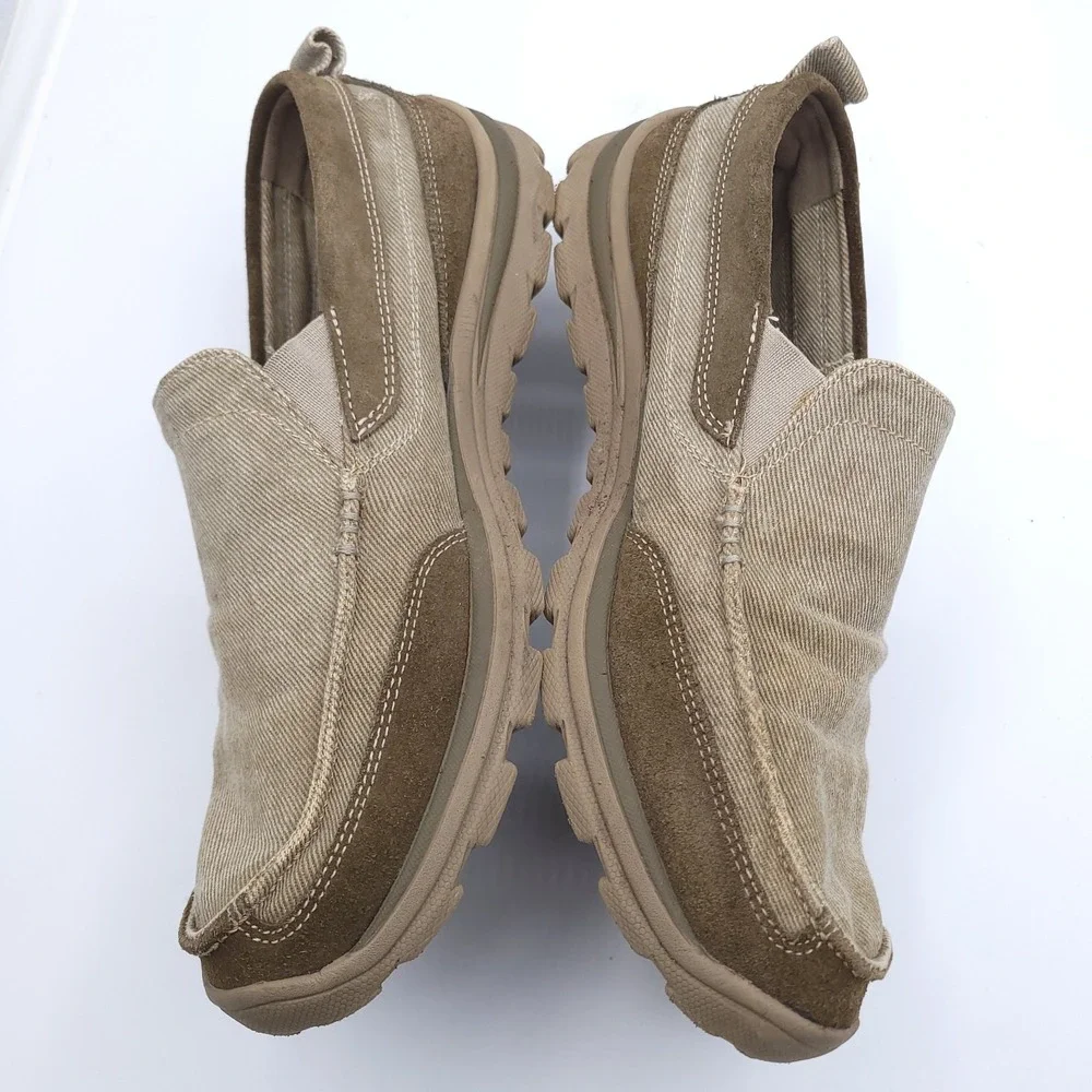 Skechers Shoes Mens 11.5 Melvin 63820 Taupe Tan Brown Relaxed Fit Slip On
